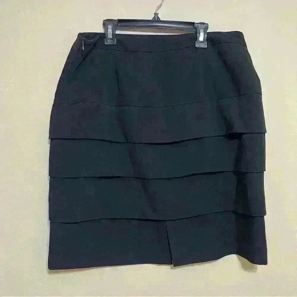 Larry Levine Skirt Womens Size 12 Stretch Layered Side Zip Kick Pleat - Picture 1 of 9